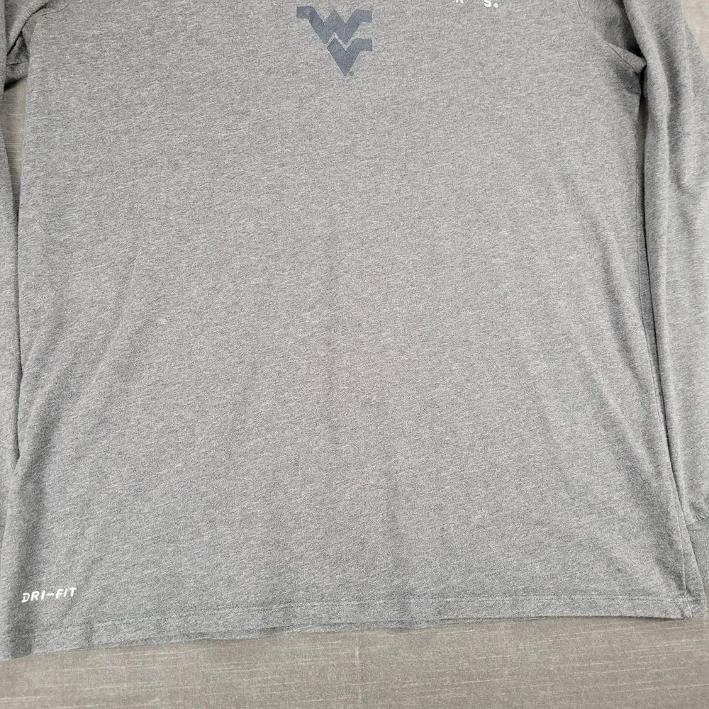Nike West Virginia Mountaineers Dri-Fit Long Sleeve Athletic‎ T-Shirt Gray L